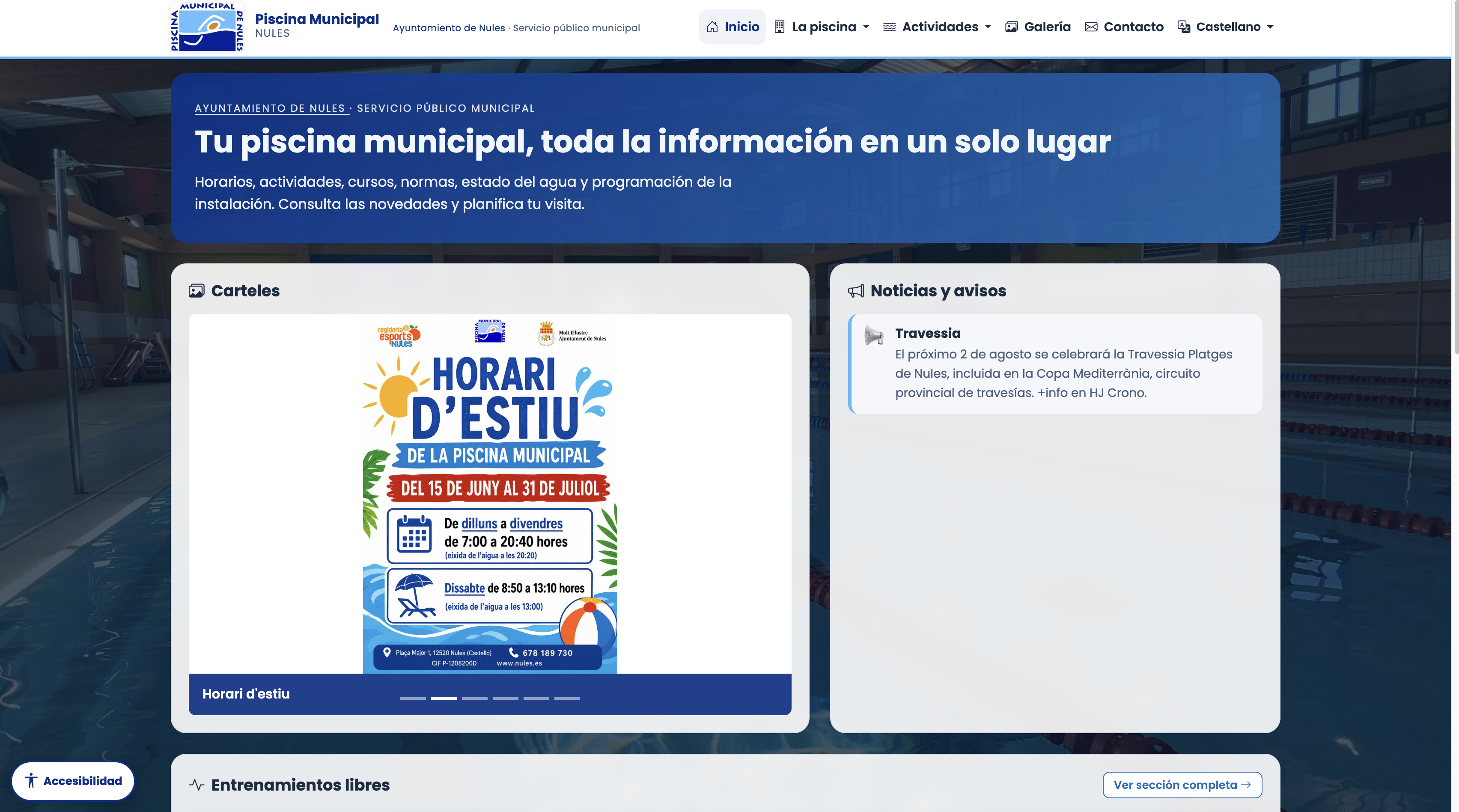 Captura de pantalla de Piscina Municipal de Nules
